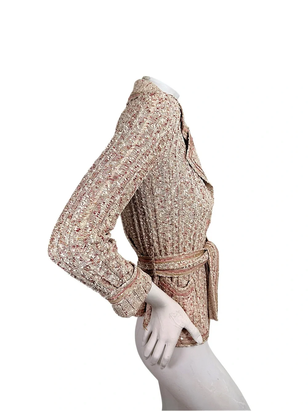 Chanel 06P Spring 2006 Sequin Belted Knit Cardigan Jacket